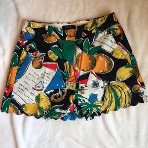 J. Crew print shorts with scalloped bottom